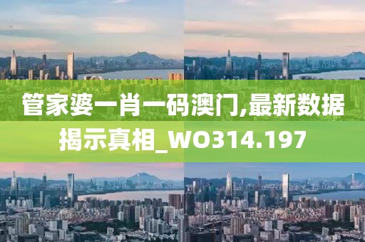 管家婆一肖一码澳门,最新数据揭示真相_WO314.197