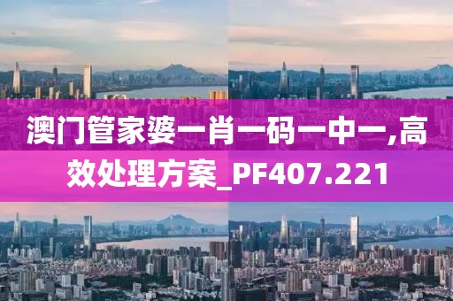 澳门管家婆一肖一码一中一,高效处理方案_PF407.221