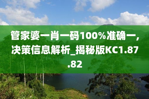 管家婆一肖一码100%准确一,决策信息解析_揭秘版KC1.87.82