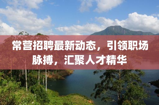 常营招聘最新动态，引领职场脉搏，汇聚人才精华
