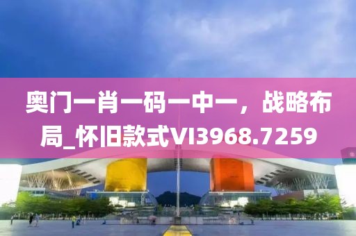 奥门一肖一码一中一，战略布局_怀旧款式VI3968.7259