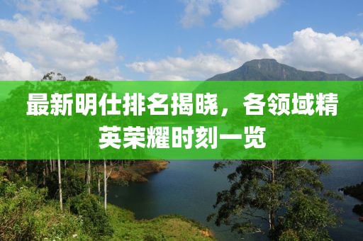 最新明仕排名揭晓，各领域精英荣耀时刻一览