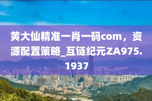 黄大仙精准一肖一码com，资源配置策略_互链纪元ZA975.1937