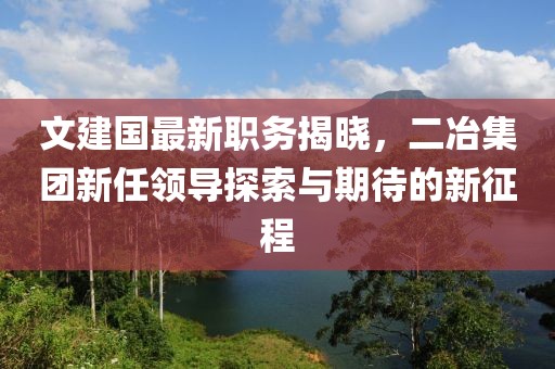 文建国最新职务揭晓，二冶集团新任领导探索与期待的新征程