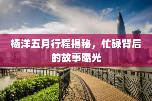 杨洋五月行程揭秘，忙碌背后的故事曝光