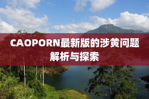 CAOPORN最新版的涉黄问题解析与探索