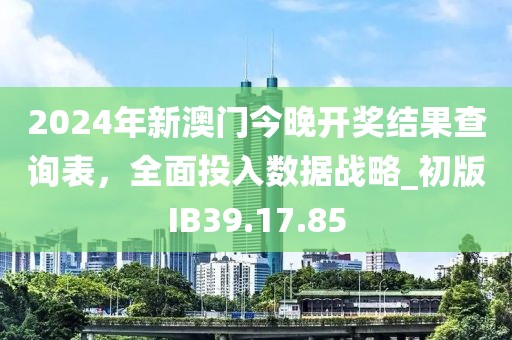 2024年新澳门今晚开奖结果查询表，全面投入数据战略_初版IB39.17.85