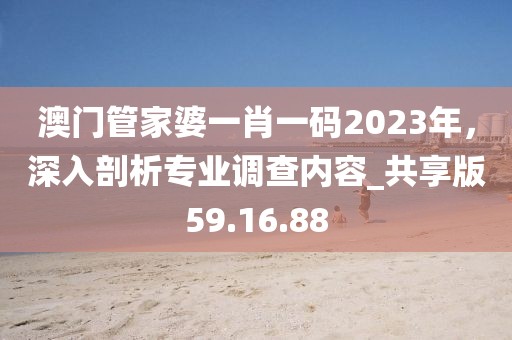 澳门管家婆一肖一码2023年，深入剖析专业调查内容_共享版59.16.88