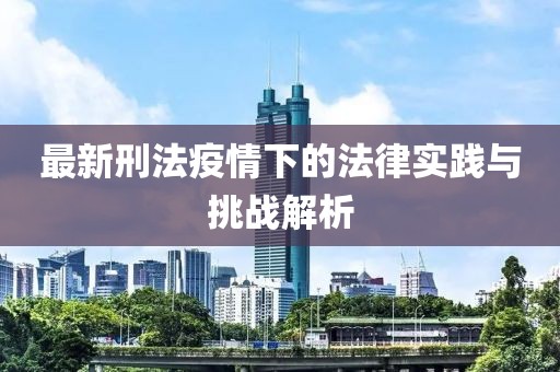 最新刑法疫情下的法律实践与挑战解析