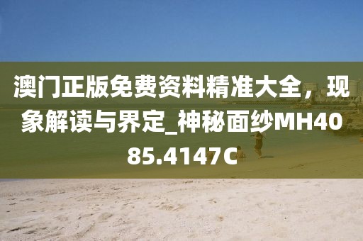 澳门正版免费资料精准大全，现象解读与界定_神秘面纱MH4085.4147C